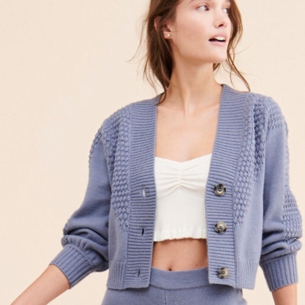 Callahan Eloise Knit Cropped Textured Cardigan Large